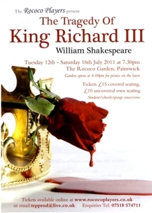 Poster for a performance of Richard III